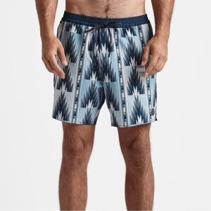 Roark Shorey Poncho 16" Elastic Waist Trunks Agave Blue  Small